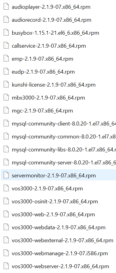 VOS3000 2.1.9.07 Sample RPM Installation files