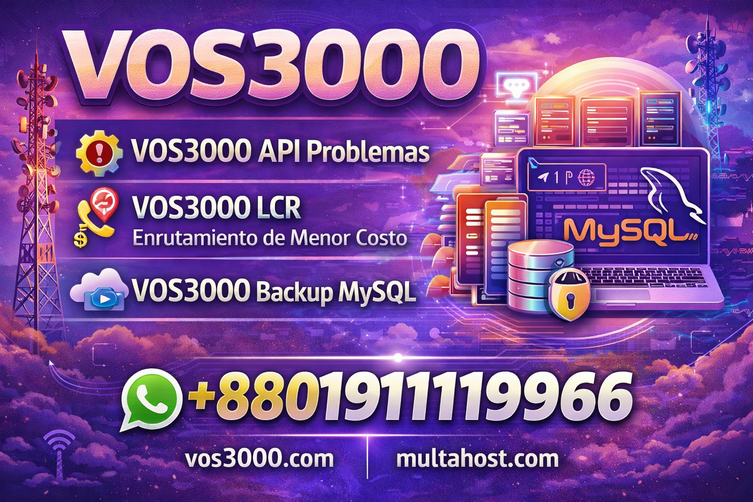 VOS3000 API problemas, VOS3000 LCR Least Cost Routing, VOS3000 Backup MySQL