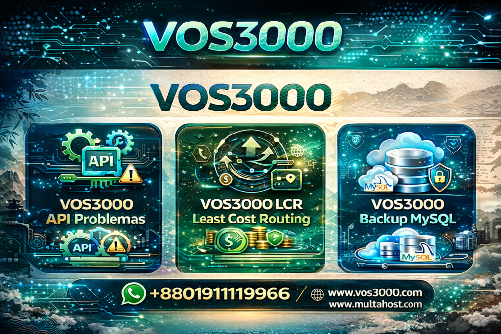 VOS3000 API problemas, VOS3000 LCR Least Cost Routing, VOS3000 Backup MySQL, Negocio VoIP Mayorista, VICIDIAL Servidor, Softswitch Barato, VoIP批发业务, 软交换比较, Advance Routing, VOS3000 Troubleshooting Guide, VOS3000 CDR Analysis, Guía Completa VOS3000 2026, VOS3000 指南 2026, SIP ALG Problems, VOS3000 gateway configuration, VoIP Fraud Prevention, VOS3000 Media Proxy, VOS3000 Call Termination Reasons, SIP 403 forbidden, VOS3000 QoS configuration, VOS3000 debug trace, VOS3000 SIP session timer, VOS3000 dial plan, VOS3000 routing optimization