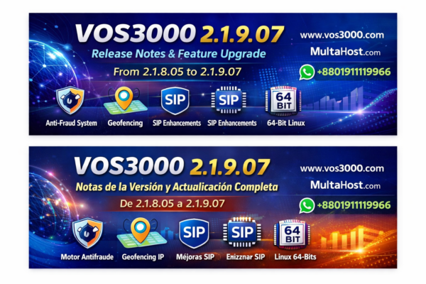 VOS3000 2.1.9.07 Notas de la Versión – Actualización Completa desde 2.1.8.05 – Important