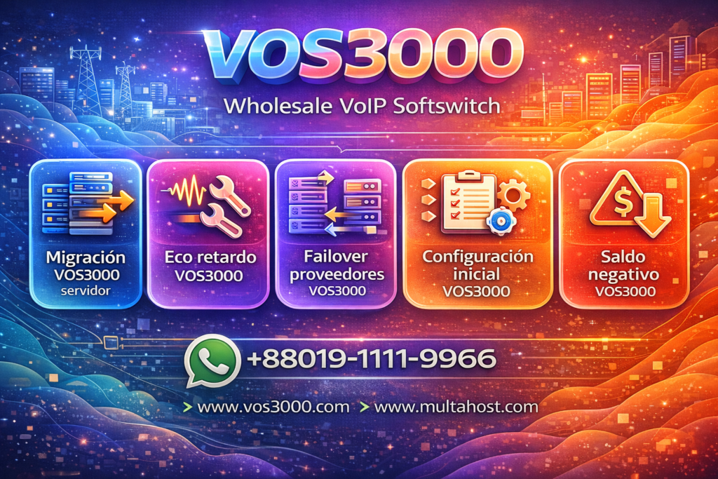 Migracion VOS3000 servidor, Eco retardo VOS3000, Failover proveedores VOS3000, Configuracion inicial VOS3000, Saldo negativo VOS3000