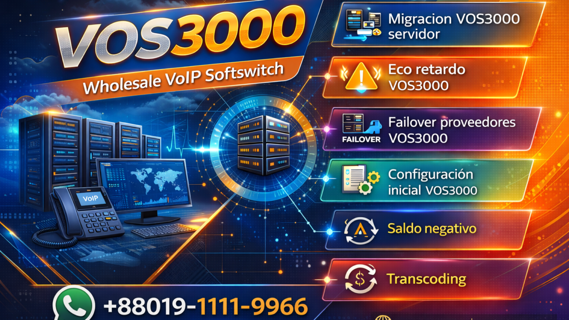 Migracion VOS3000 servidor, Eco retardo VOS3000, Failover proveedores VOS3000, Configuracion inicial VOS3000, Saldo negativo VOS3000