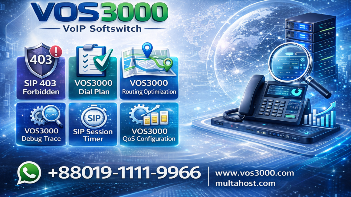 SIP 403 forbidden, VOS3000 QoS configuration, VOS3000 debug trace, VOS3000 SIP session timer, VOS3000 dial plan, VOS3000 routing optimization