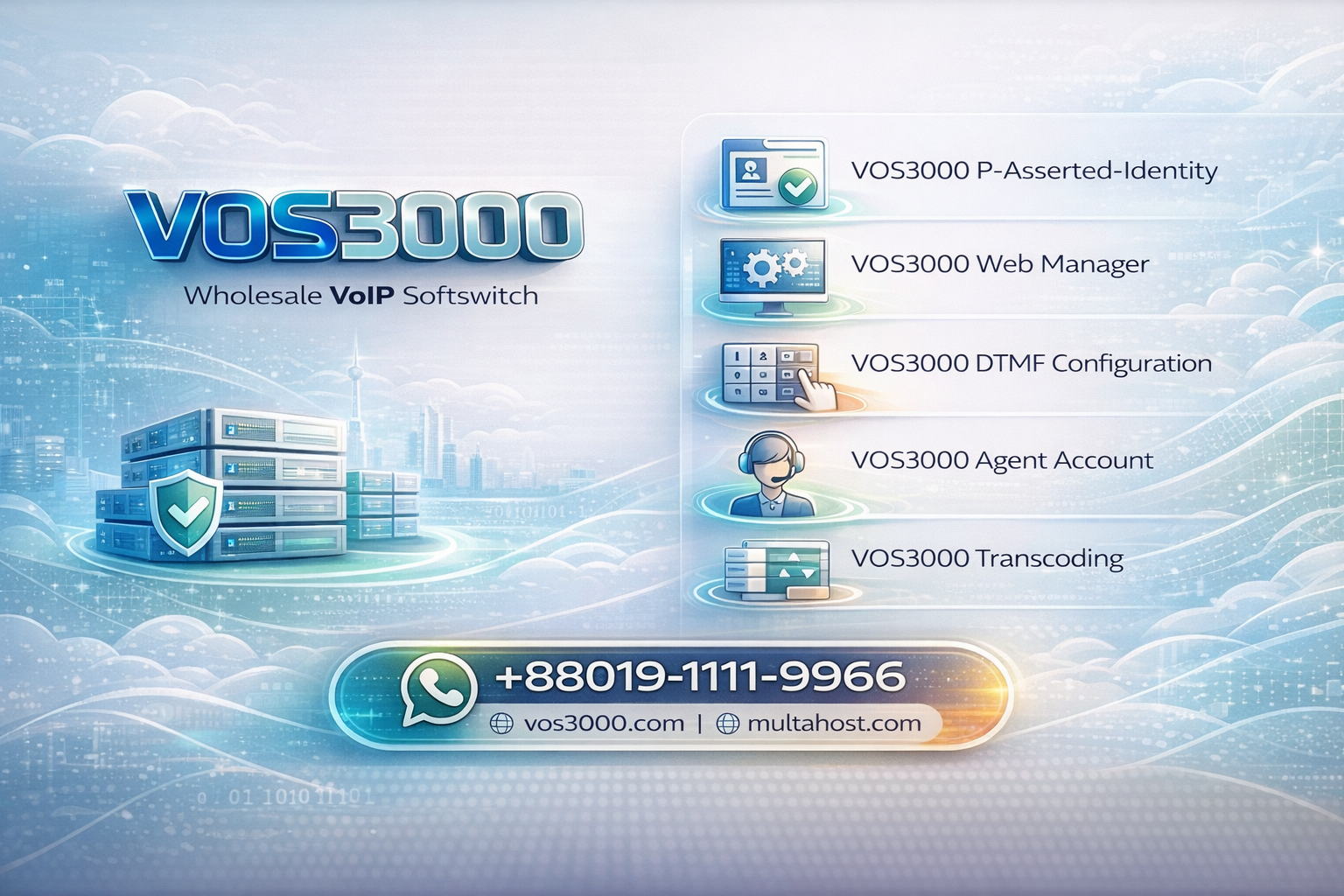 VOS3000 P-Asserted-Identity, VOS3000 Web Manager, VOS3000 DTMF Configuration, VOS3000 Agent Account, VOS3000 Transcoding