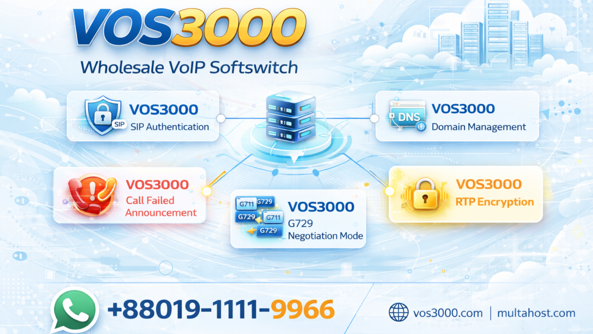 VOS3000 SIP Authentication, VOS3000 Domain Management, VOS3000 Call Failed Announcement, VOS3000 G729 Negotiation Mode, VOS3000 RTP Encryption