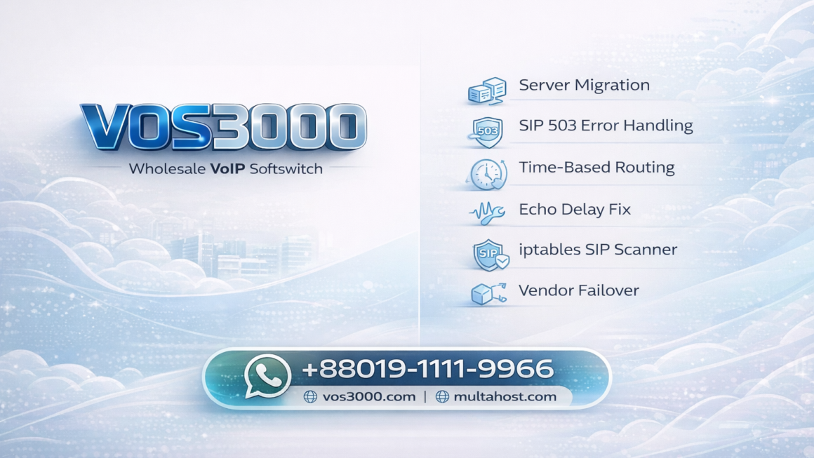 VOS3000 Server Migration, VOS3000 SIP 503 408 error, VOS3000 Time-Based Routing, VOS3000 Echo Delay Fix, VOS3000 iptables SIP Scanner, VOS3000 Vendor Failover, VOS3000 SIP 503/408 error