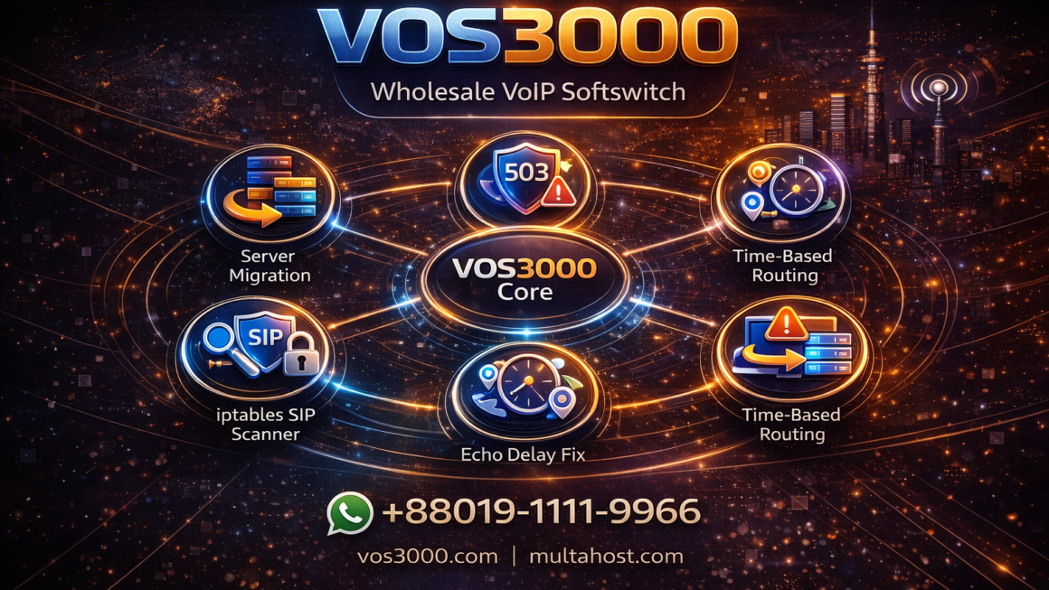 VOS3000 Server Migration, VOS3000 SIP 503 408 error, VOS3000 Time-Based Routing, VOS3000 Echo Delay Fix, VOS3000 iptables SIP Scanner, VOS3000 Vendor Failover, VOS3000 SIP 503/408 error