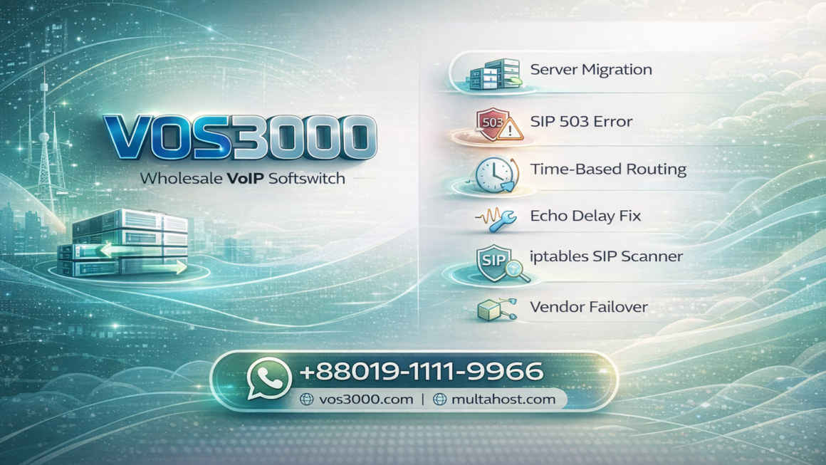 VOS3000 Server Migration, VOS3000 SIP 503 408 error, VOS3000 Time-Based Routing, VOS3000 Echo Delay Fix, VOS3000 iptables SIP Scanner, VOS3000 Vendor Failover, VOS3000 SIP 503/408 error