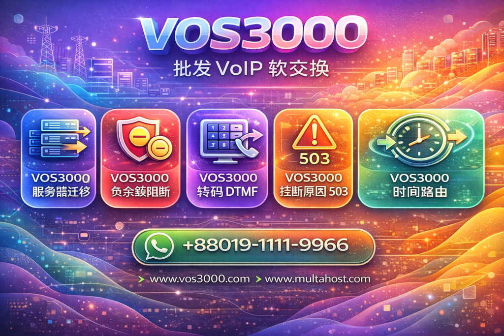 VOS3000 服务器迁移, VOS3000 负余额阻断, VOS3000 转码 DTMF, VOS3000 挂断原因 503, VOS3000 时间路由