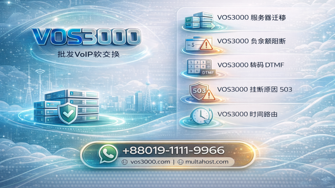 VOS3000 服务器迁移, VOS3000 负余额阻断, VOS3000 转码 DTMF, VOS3000 挂断原因 503, VOS3000 时间路由