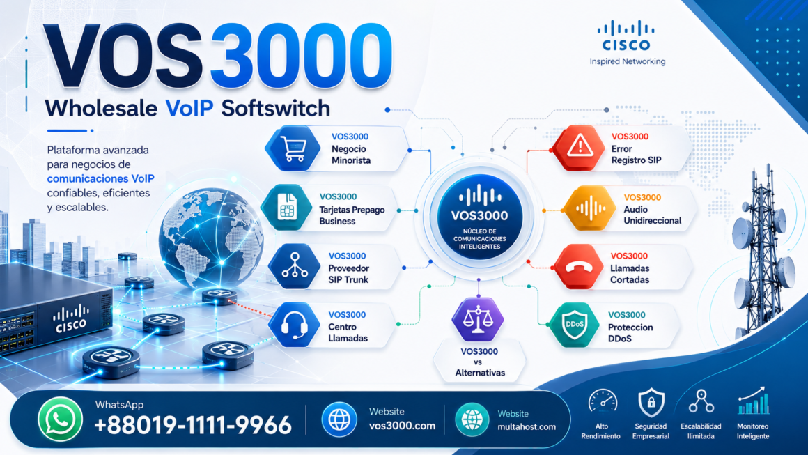 VOS3000 Negocio Minorista, VOS3000 Tarjetas Prepago Business, VOS3000 Proveedor SIP Trunk, VOS3000 Centro Llamadas, VOS3000 Error Registro SIP, VOS3000 Audio Unidireccional,VOS3000 Proteccion DDoS, VOS3000 vs Alternativas, VOS3000 Llamadas Cortadas