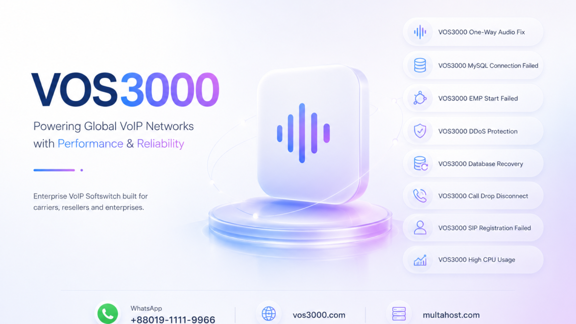 VOS3000 One-Way Audio Fix, VOS3000 MySQL Connection Failed, VOS3000 EMP Start Failed, VOS3000 DDoS Protection, VOS3000 Database Recovery, VOS3000 Call Drop Disconnect , VOS3000 SIP Registration Failed, VOS3000 High CPU Usage